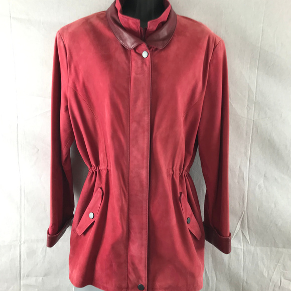 Women's XS Red 100% Soft Leather Jacket Coat - Picture 5 of 8